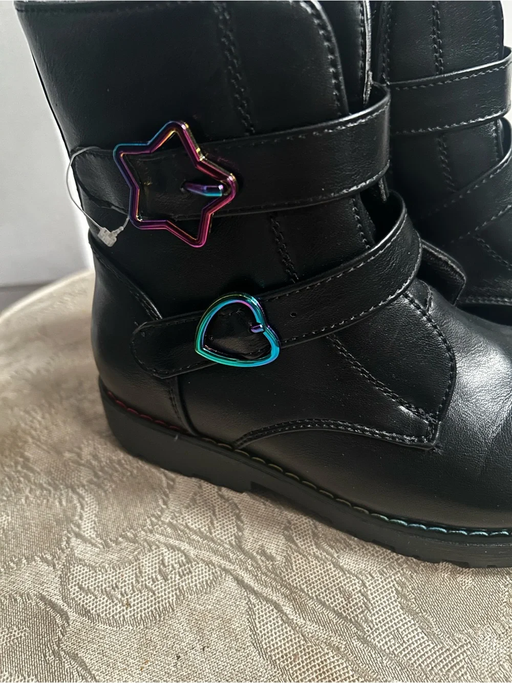 Badgley Mischa Black Ankle Boots with Heart & Star Accent- Sz 1